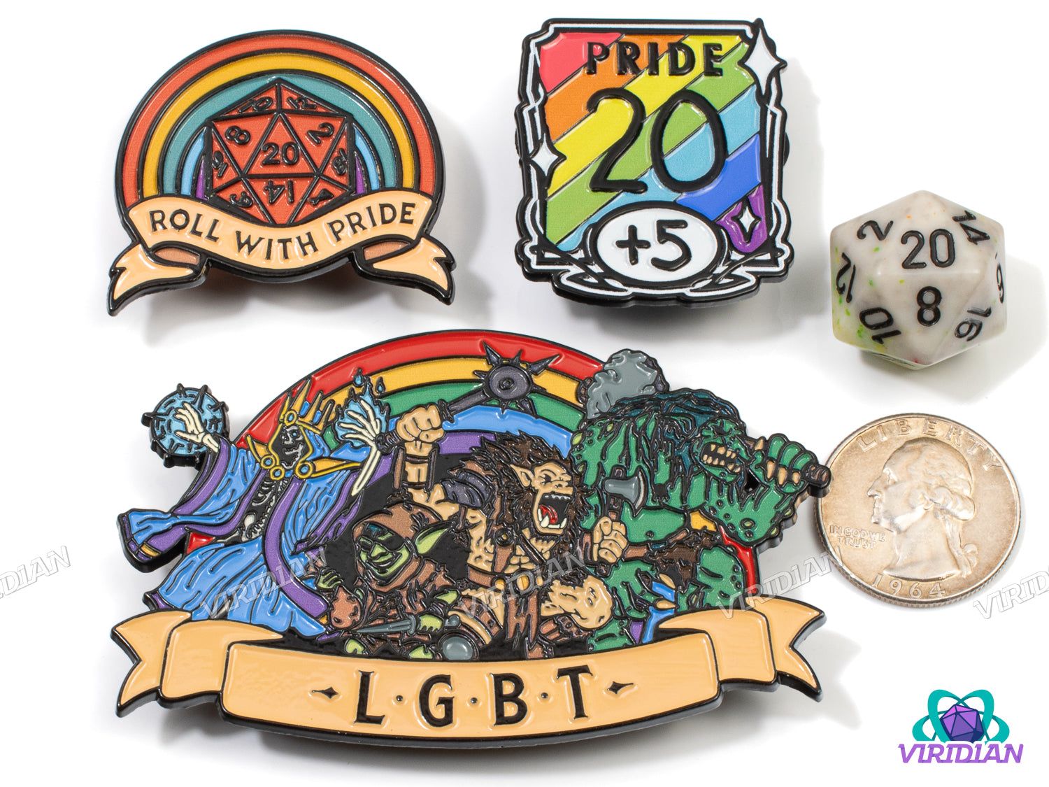 Pin Pals: Pride Pack (3 Enamel Pins) | One of Each LGBT/Ace Metal Pin We Have! | D&D-esque, Dnd, Fantasy Art