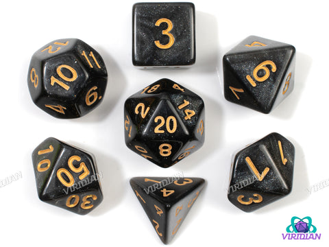 Raise the Dead | Necrotic Dark Gray-Black, Slight Glittery Swirls | Acrylic Dice Set (7)