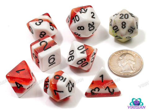 Peppermint Candycane | Dark Glittery Red & White Layers | Resin Dice Set (7)