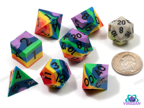 Rainbowforge (Silicone) | Layered Rainbow, Bouncy, Soft | Silicone Dice Set (7)