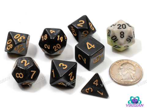 Raise the Dead | Necrotic Dark Gray-Black, Slight Glittery Swirls | Acrylic Dice Set (7)