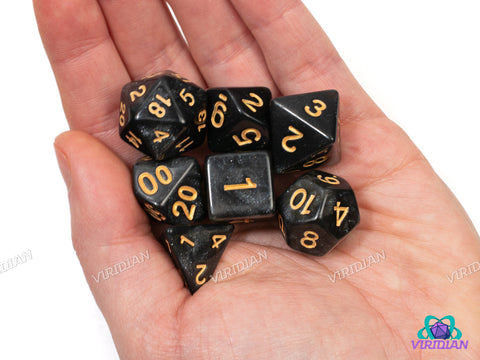 Raise the Dead | Necrotic Dark Gray-Black, Slight Glittery Swirls | Acrylic Dice Set (7)