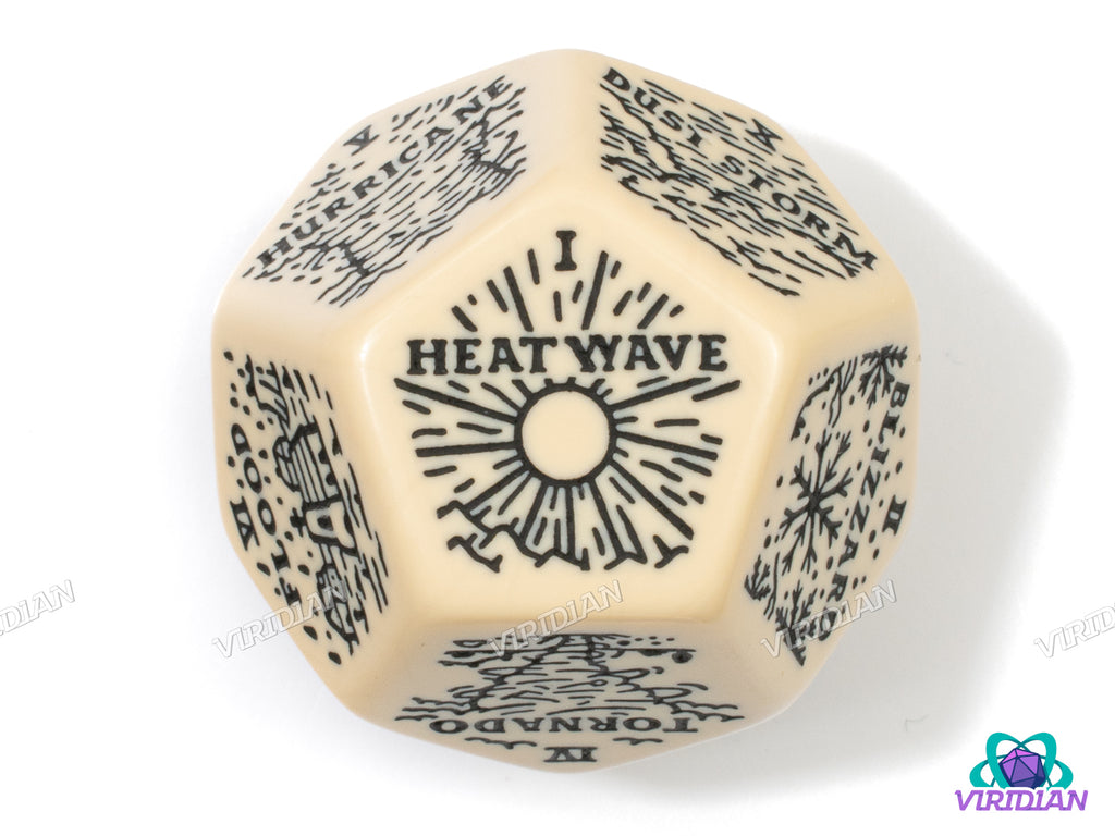 Weather: Severe (Acts of God) Generator Die | D&D Climate Dice, Storms, Disasters, Improv, Tarot-Design, 30mm | Acrylic Giant D12 (1)