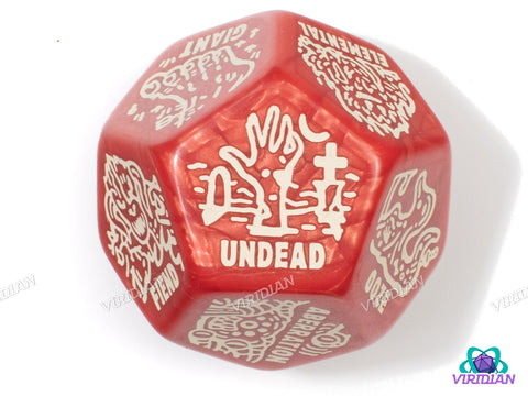 Monster Generator Die | D&D Random Encounter Creation Dice, Enemies/Monster/Creature Types, 30mm | Acrylic Giant D12 (1)