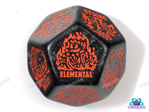 Monster Generator Die | D&D Random Encounter Creation Dice, Enemies/Monster/Creature Types, 30mm | Acrylic Giant D12 (1)