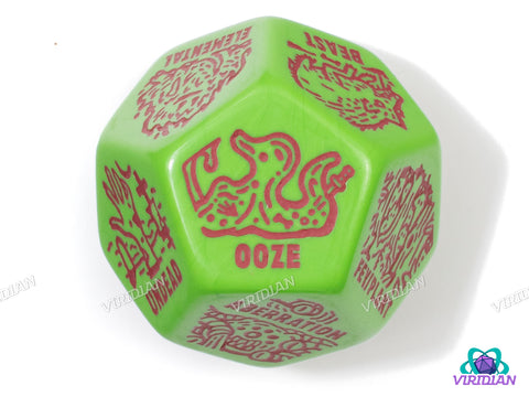 Monster Generator Die | D&D Random Encounter Creation Dice, Enemies/Monster/Creature Types, 30mm | Acrylic Giant D12 (1)