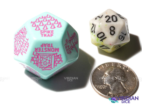 Trap Generator Die | Random Hazard and Danger Creation Dice, Giant 30mm | Acrylic Giant D12 (1)