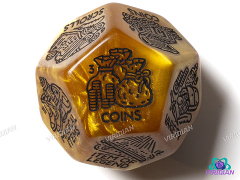 Treasure Generator Die | Random D&D Loot/Reward Trove Dice, 30mm | Giant Acrylic D12 (1)