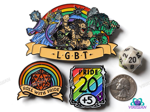 Pin Pals: Pride Pack (3 Enamel Pins) | One of Each LGBT/Ace Metal Pin We Have! | D&D-esque, Dnd, Fantasy Art