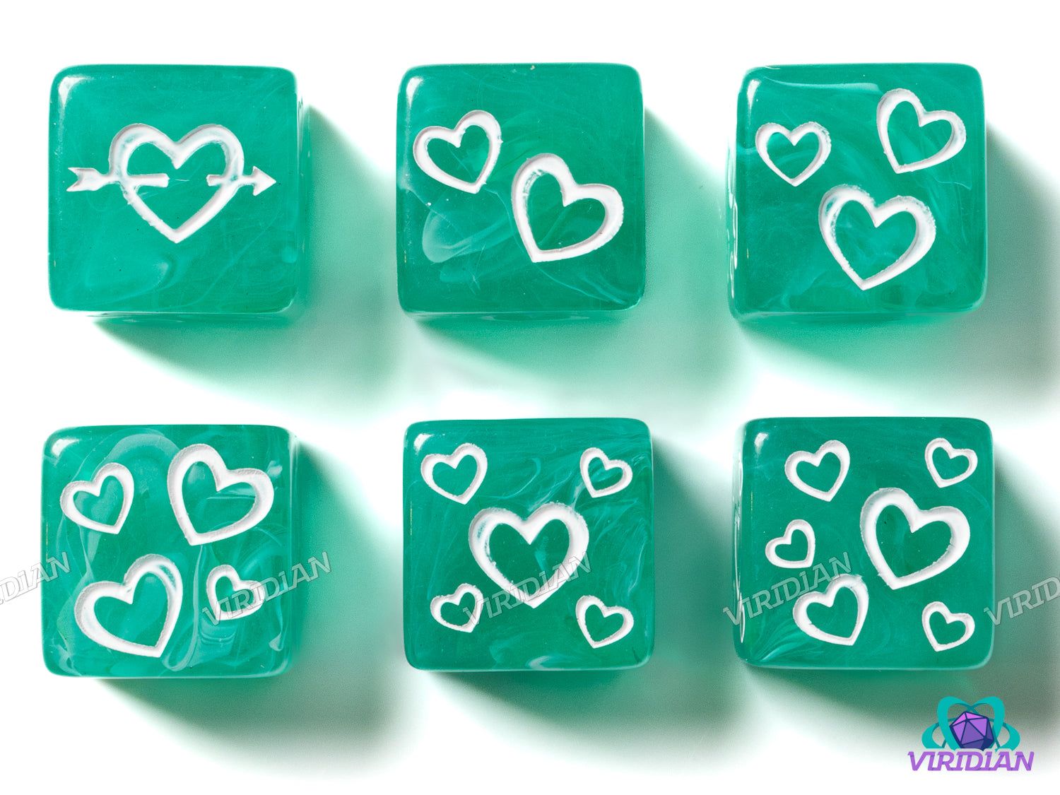 Green Heart D6s (Set of 6)