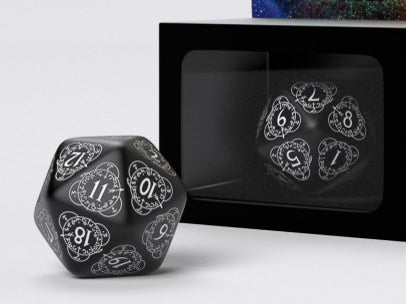D20 Spin-Down Counter Black & White | Large D20 Die (1)