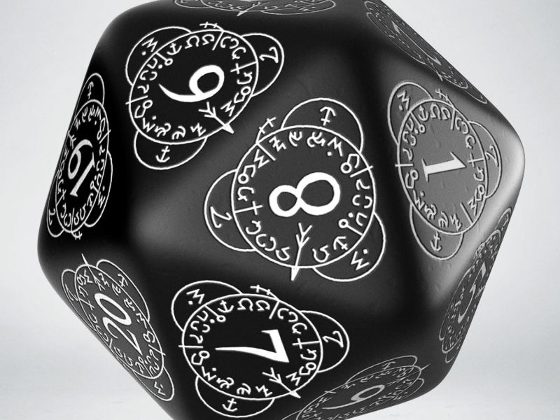 D20 Spin-Down Counter Black & White | Large D20 Die (1)