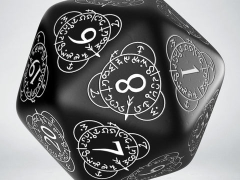 D20 Spin-Down Counter Black & White | Large D20 Die (1)