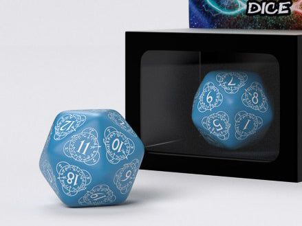 D20 Spin-Down Counter Blue & White | Large D20 Die (1)