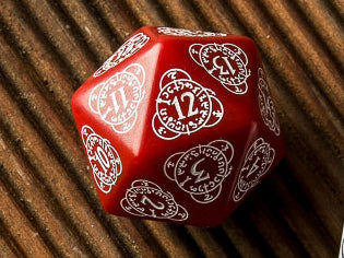 D20 Spin-Down Counter Red & White | Large D20 Die (1)