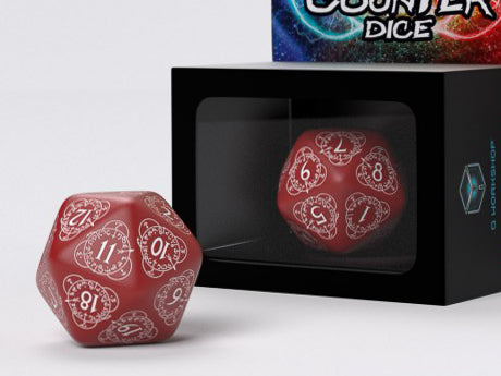 D20 Spin-Down Counter Red & White | Large D20 Die (1)