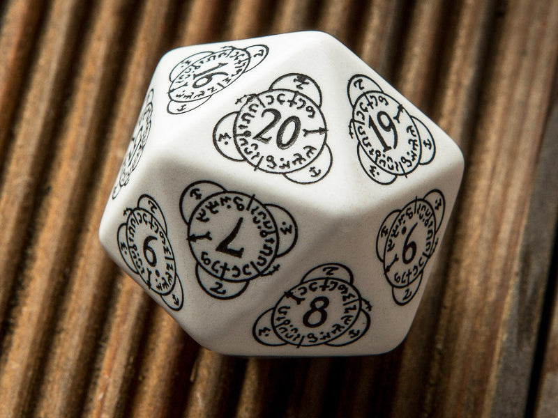 D20 Spin-Down Counter White & Black | Large D20 Die (1)