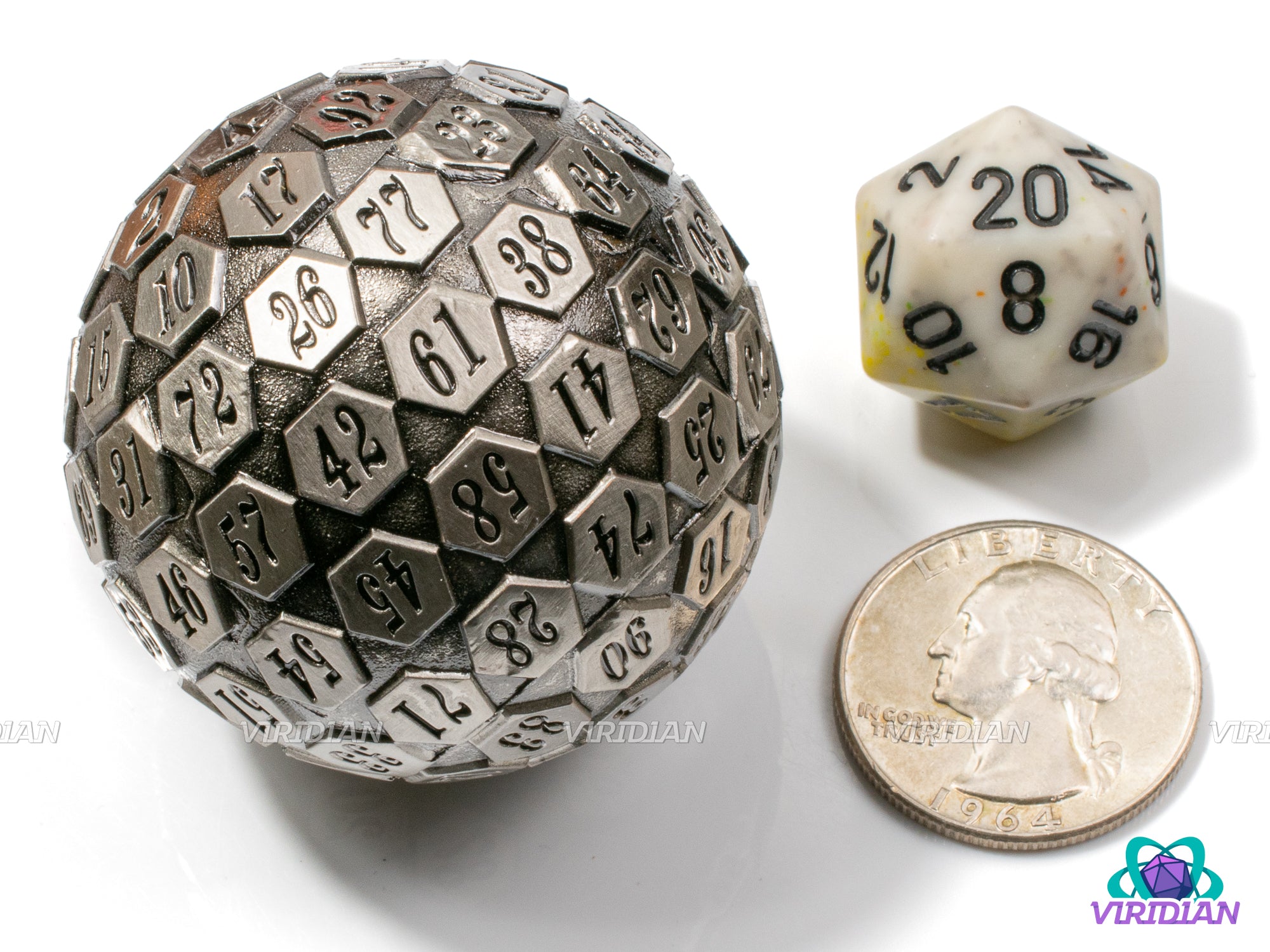 Silver D100 | Grey/Steel Giant Probability Percent D% | Metal Die