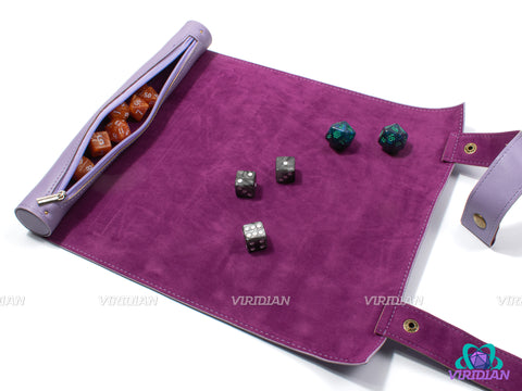 Rolling Mat: Bright Colors | Foldable TPU Mat with Zippered Dice Storage | Faux Leather Rolling Mat