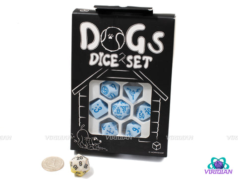 Dogs: Max | Dog-Themed Light Blue & Dark Blue | Acrylic Dice Set (7)