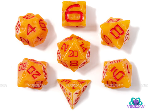 Big Red Cheddar | Yellow-Orange 'Cheese' Dice, Large Red Numbers, Swiss 