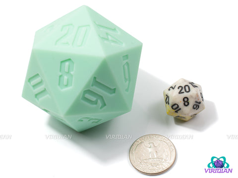Biggie Fresh (Silicone) | Light Pastel Minty Green, 55mm Rubber Silicone, Bouncy | Giant D20 Die (1)