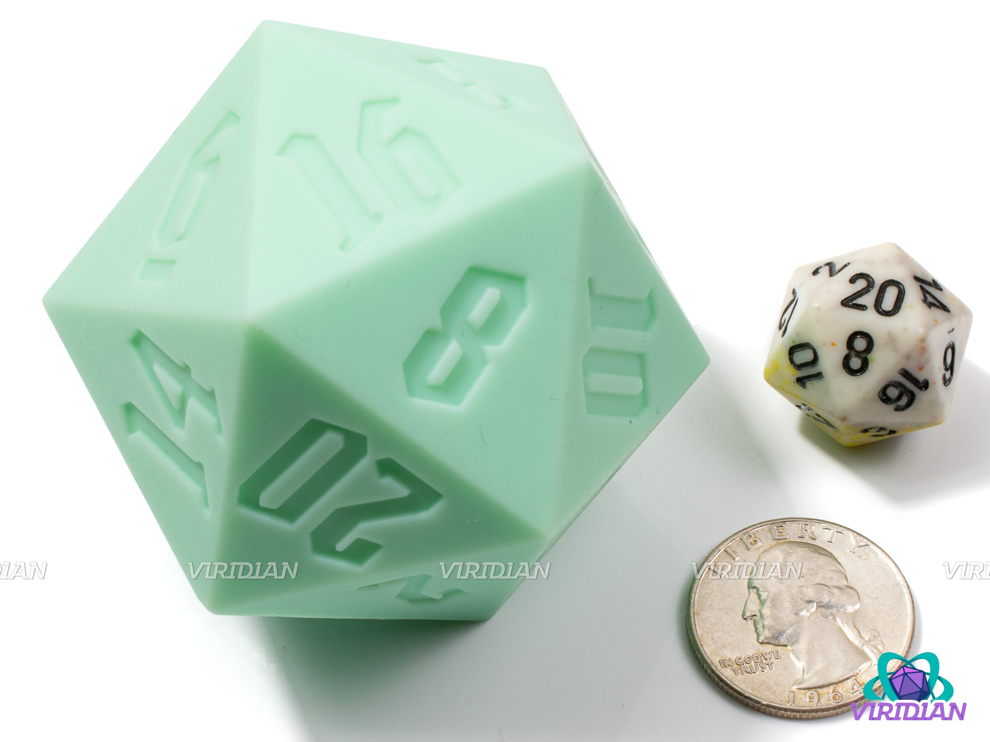 Biggie Fresh (Silicone) | Light Pastel Minty Green, 55mm Rubber Silicone, Bouncy | Giant D20 Die (1)