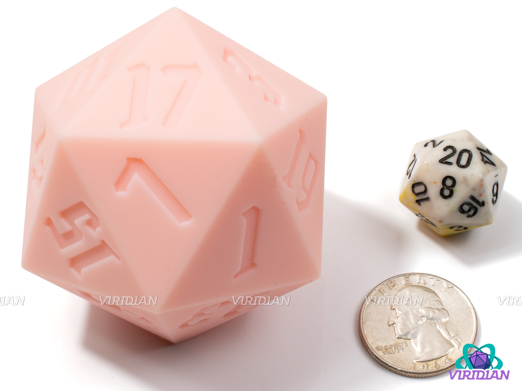 Bubblicious (Silicone) | Light Pastel Bubblegum-Pink, 55mm Rubber Silicone, Bouncy | Giant D20 Die (1)