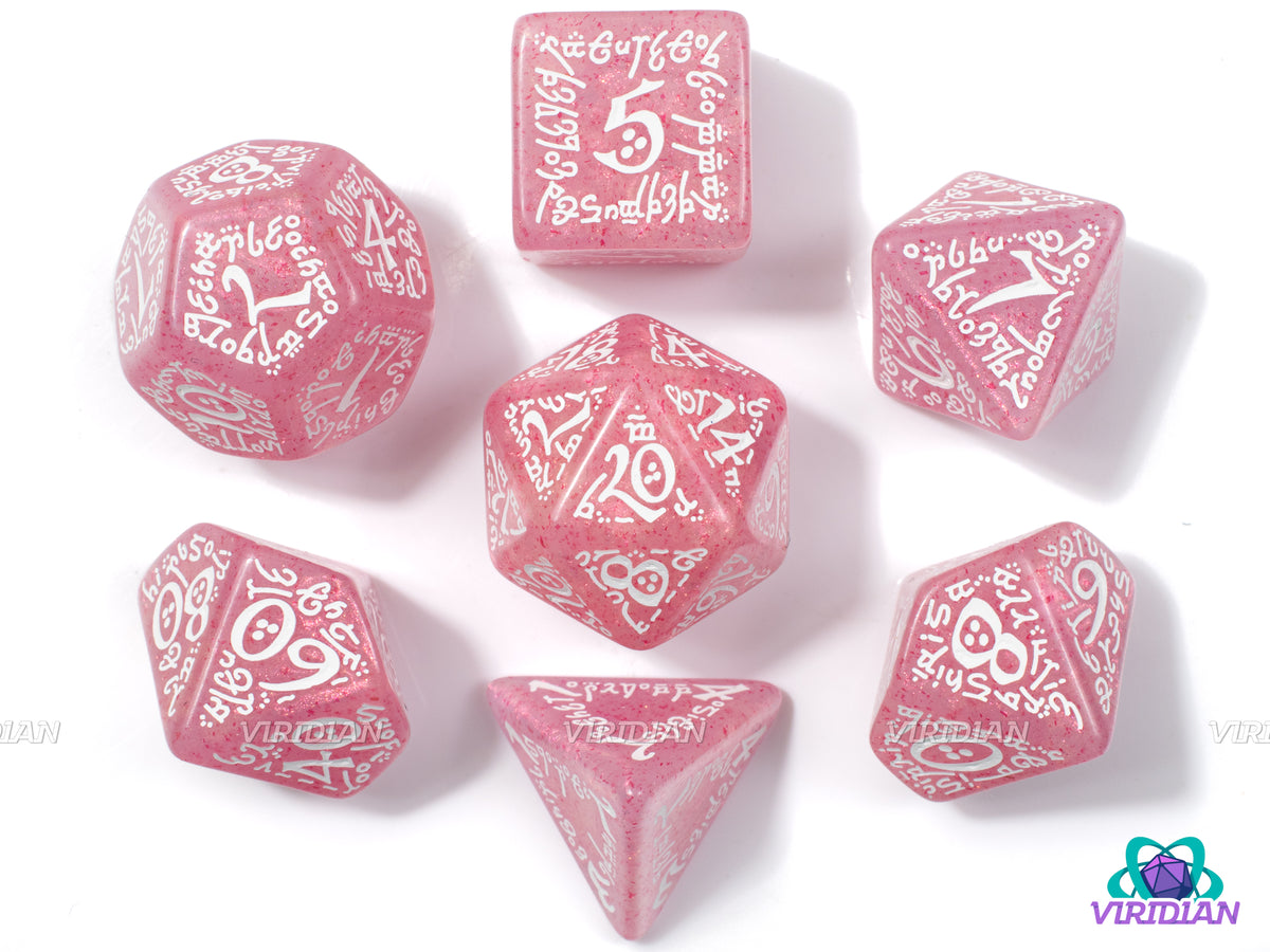 Q-Workshop Elvish Shimmering Pink & White Dice Set main image 1