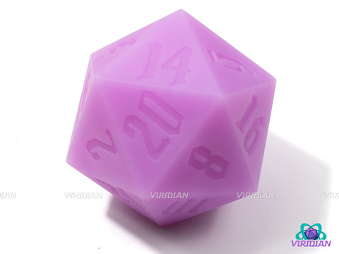 Electric Grape (Silicone) | Glow In The Dark Neon Purple, 55mm Rubber Silicone, Bouncy | Giant D20 Die (1)