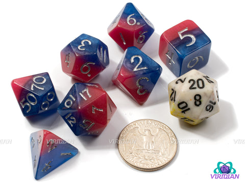 Shimmery Bisexual Pride | Layered Pink, Blue, Purple, Bi Flag, Cut Corners, Ace LGBTQ+ Themed | Resin Dice Set (7)