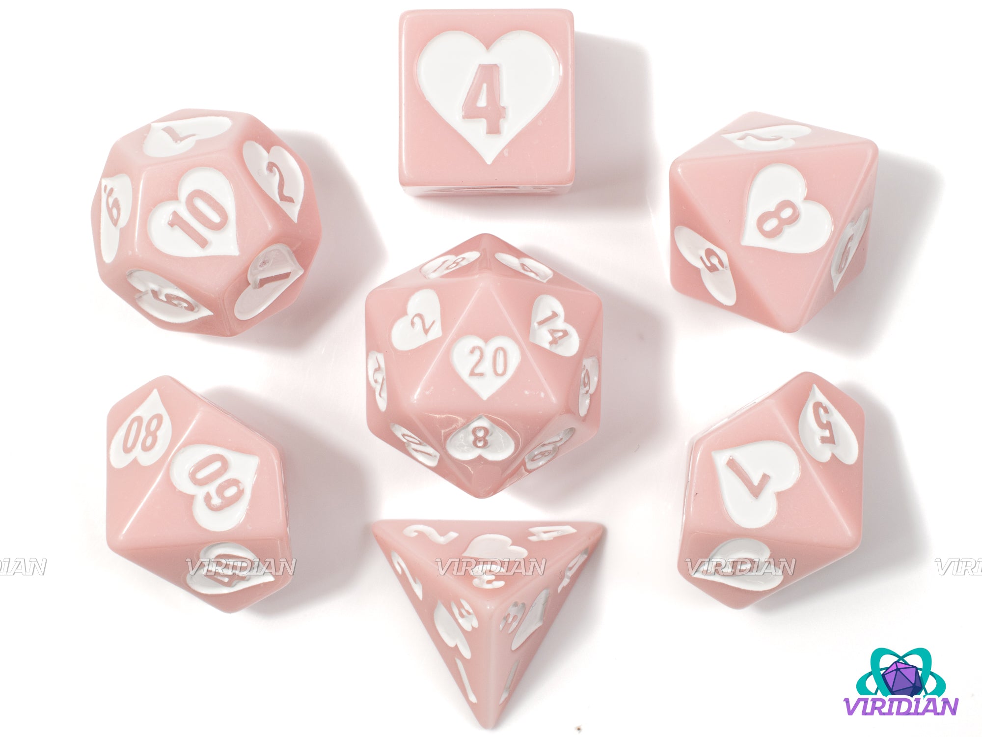 Cupid's Delight | White and Light Pink, Heart Design | Resin Dice