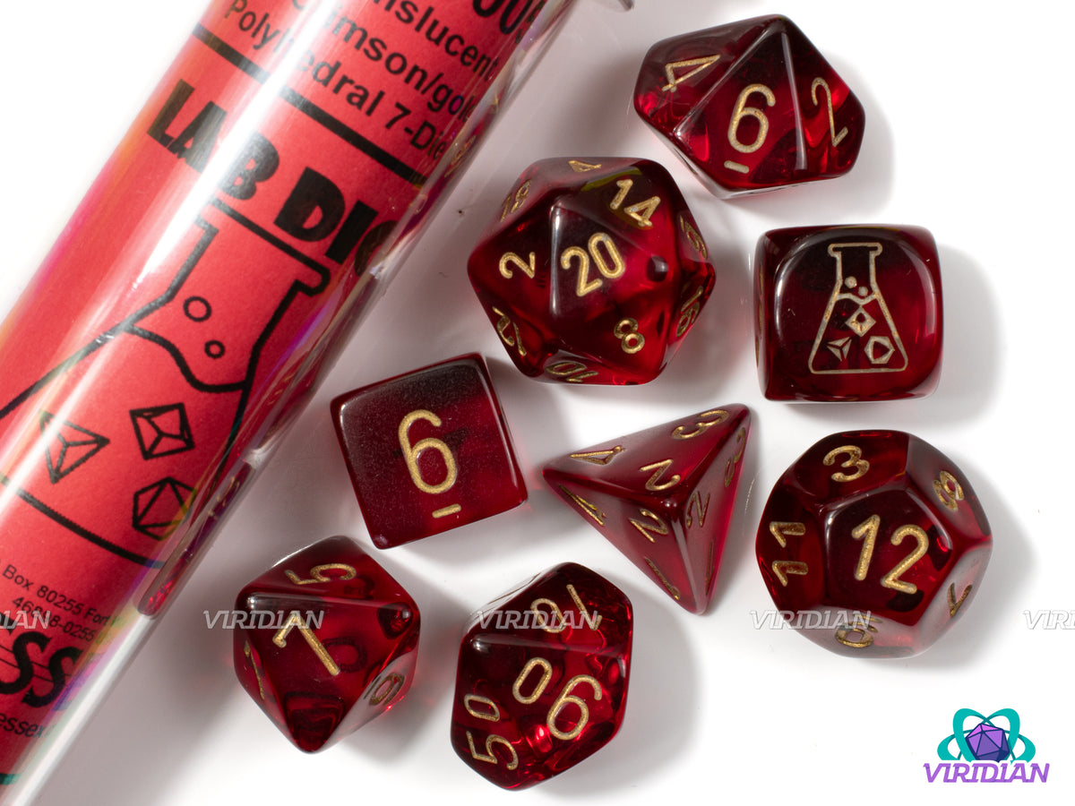 Translucent Crimson & Gold | Lab 7 (2023) | Chessex Dice Set (7+1 Bonu ...
