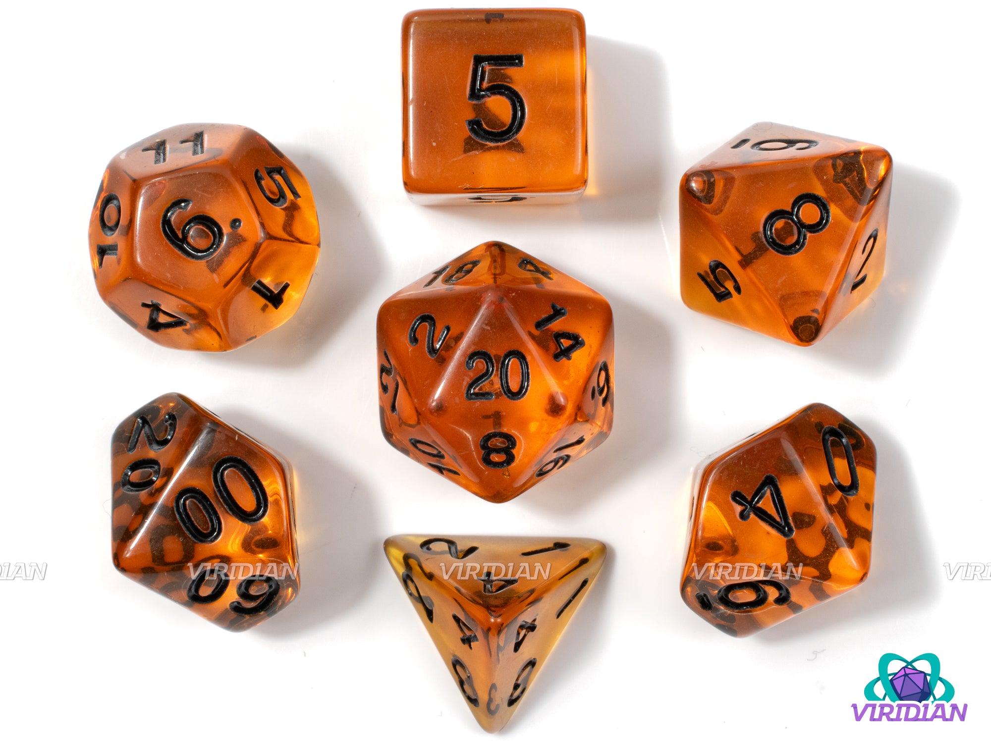 Maple Syrup | Light Brown, Crystal, Amber, Translucent | Acrylic Dice Set (7)