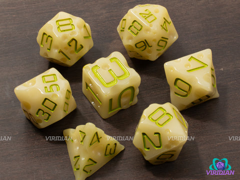 Oops! Moldy Cheese | Spoiled Dice, Rotten Olive Green, White-Light Yellow w Swiss 