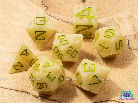 Oops! Moldy Cheese | Spoiled Dice, Rotten Olive Green, White-Light Yellow w Swiss 