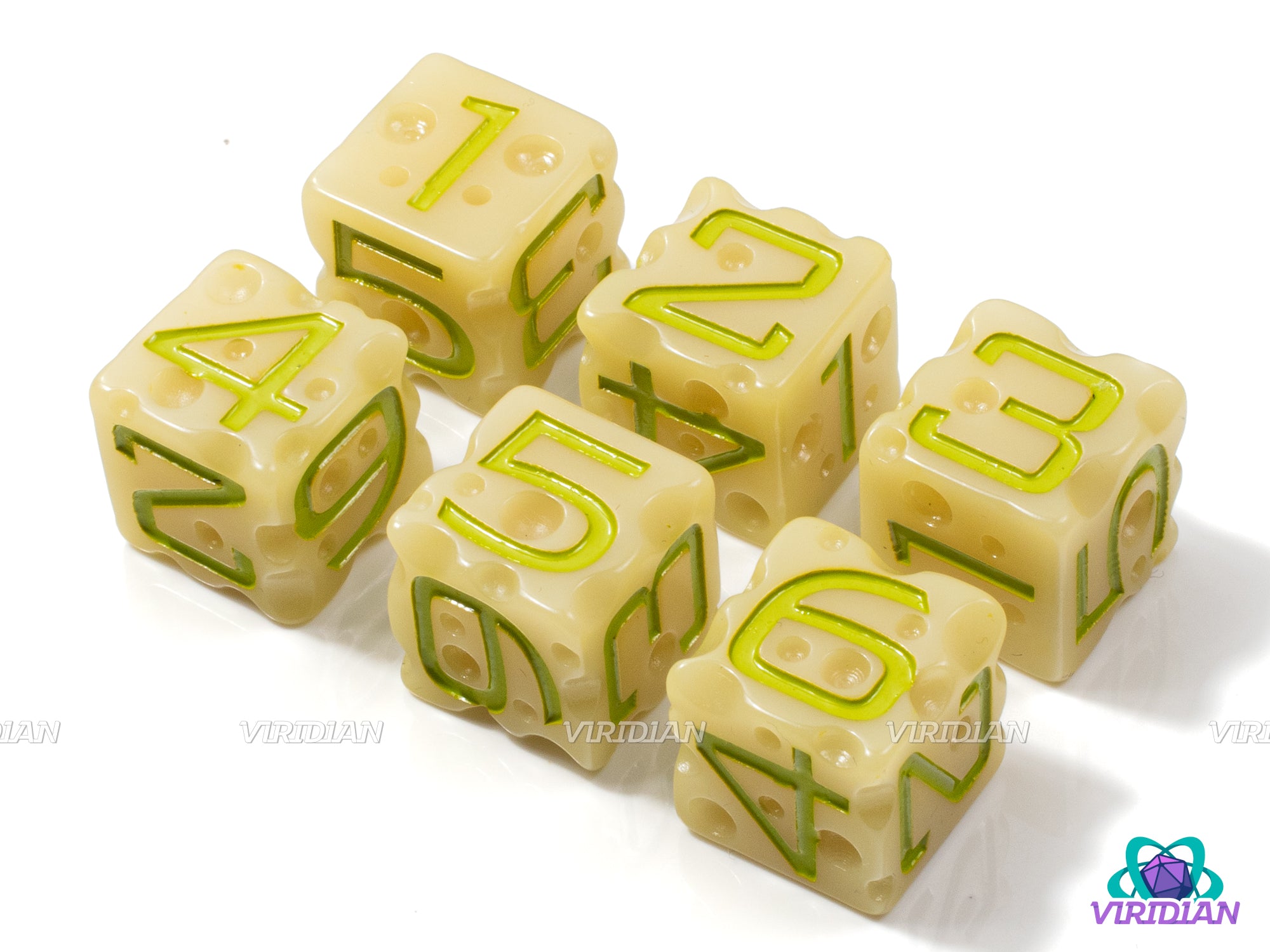 Oops! Moldy Cheese D6s (Set of 6) | Spoiled Dice, Rotten Olive