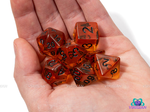 Maple Syrup | Light Brown, Crystal, Amber, Translucent | Acrylic Dice Set (7)