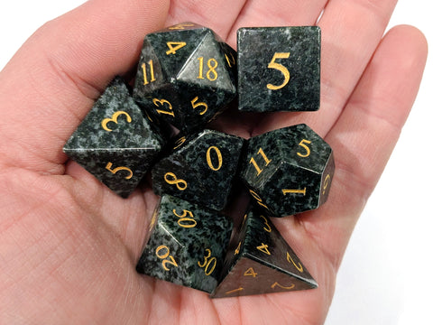 Algae Stone | Real Gemstone Dice Set (7) | Dungeons and Dragons (DnD) | Tabletop RPG Gaming