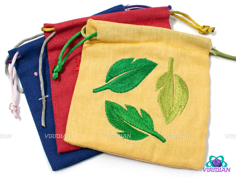 Class Dice Bags | Embroidered Red, Blue, Yellow | Cotton Woven Dice Bag