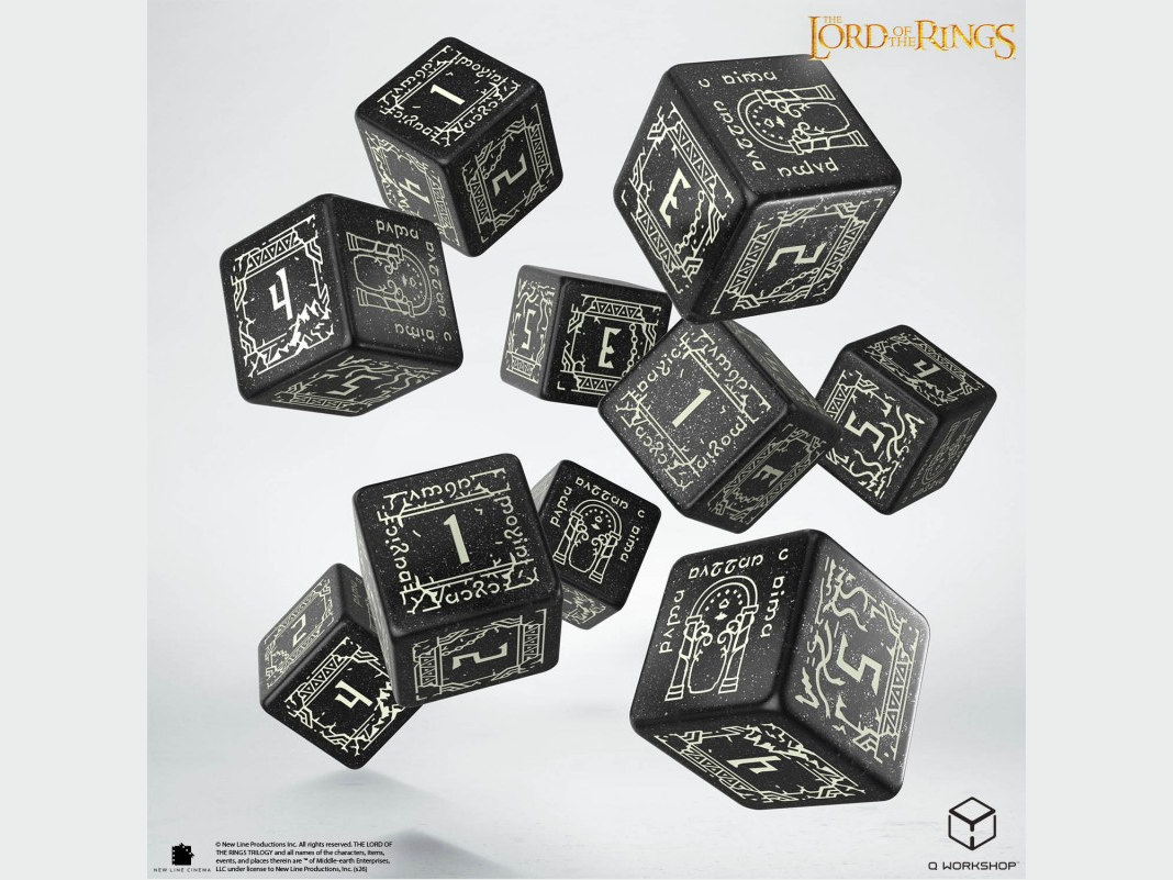 Moria (Glow) D6 (Set of 10) | The Lord of the Rings, Shimmering Black | Resin D6 Set