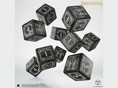 Moria (Glow) D6 (Set of 10) | The Lord of the Rings, Shimmering Black | Resin D6 Set