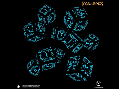 Moria (Glow) D6 (Set of 10) | The Lord of the Rings, Shimmering Black | Resin D6 Set
