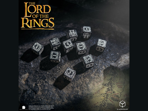 Moria (Glow) D6 (Set of 10) | The Lord of the Rings, Shimmering Black | Resin D6 Set