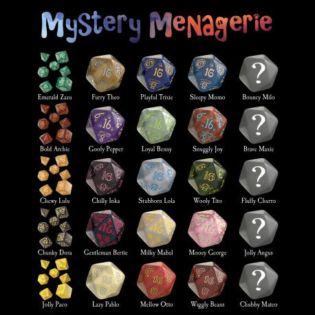 Mystery Menagerie Dice Pack by Q Workshop | Acrylic Polyhedral Dice (7)