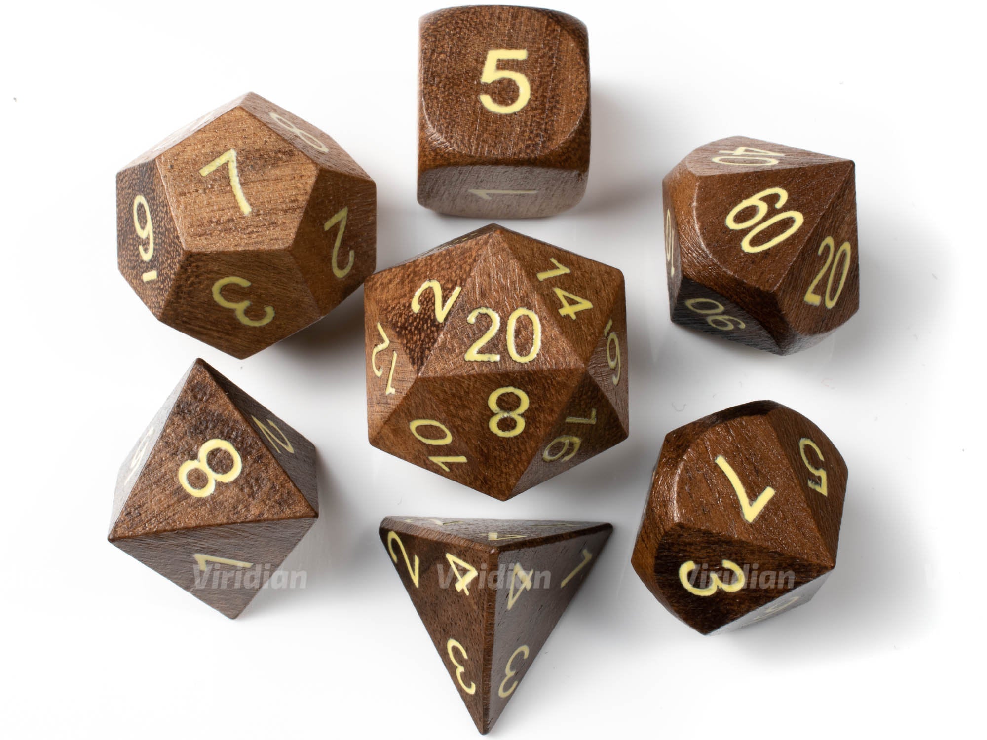 Acacia | Wood Dice Set (7) | Dungeons and Dragons (DnD)