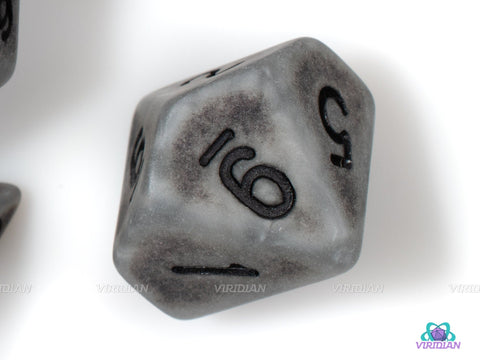 Andre's Forge | Gray Worn Steel Acrylic Dice Set (7) | Dungeons and Dragons (DnD)