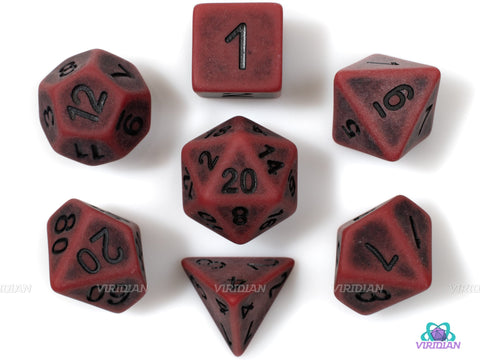 Blood Golem | Red and Black Distressed Acrylic Dice Set (7)