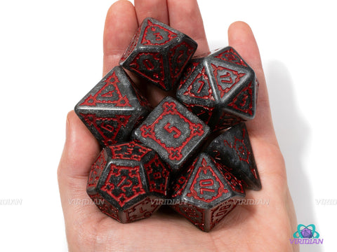 Bowser's Castle | Giant Gray, Red Resin Dice Set (7)