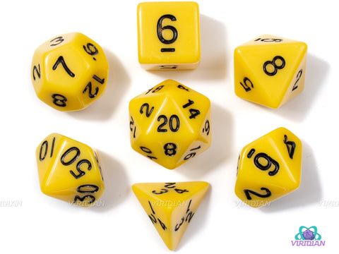Classic Yellow | Basic Acrylic Dice Set (7) | Dungeons and Dragons (DnD)